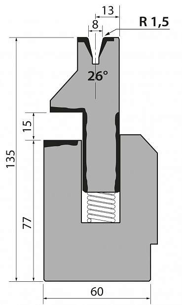 Матрица R1 для плющения подпружиненная модель S135.26.08